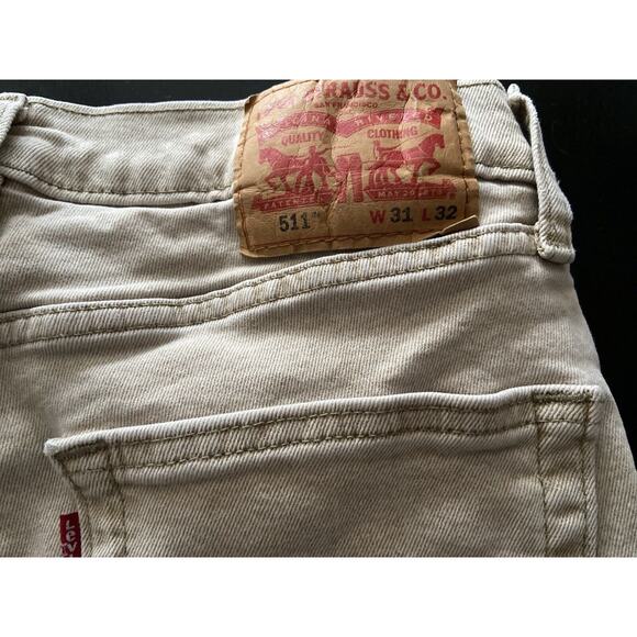 LEVI’S 511 Slim Fit Tan Denim Jeans sz 31x32 (actual 29x29) - Picture 9 of 16